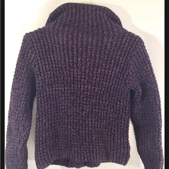 Gap Women Zip Up Sweater Burgundy Black Chunky Knit Small Short - Picture 4 of 9
